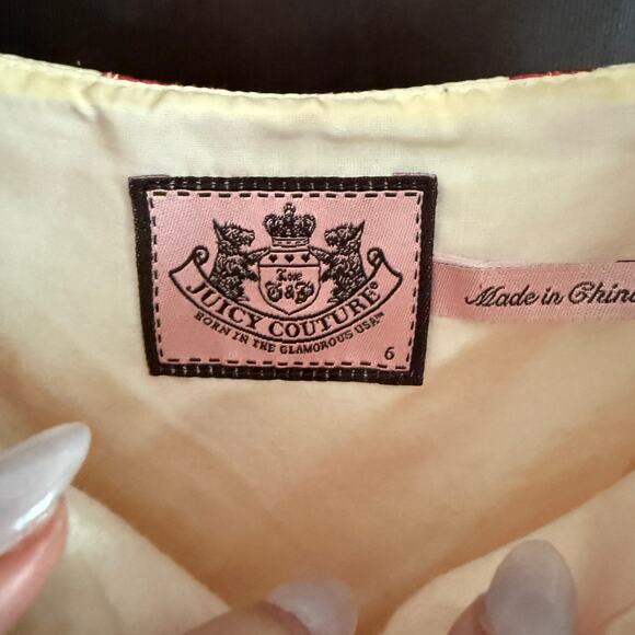 JUICY COUTURE | Y2K Vintage Hammered Silk Red Cherry Circle Babydoll Top Size 6 - Picture 6 of 8